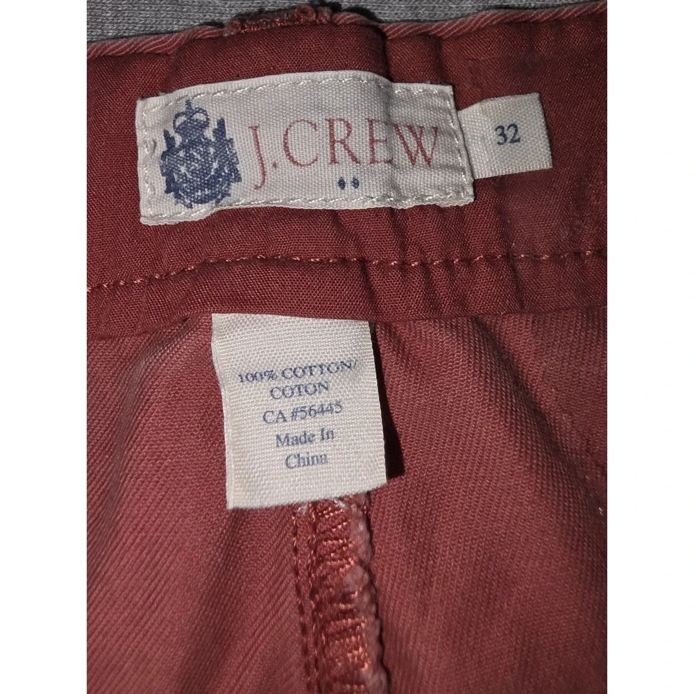 J. Crew Mens Salmon Pink Embroidered Anchor Cotton Chino Shorts Size 32
